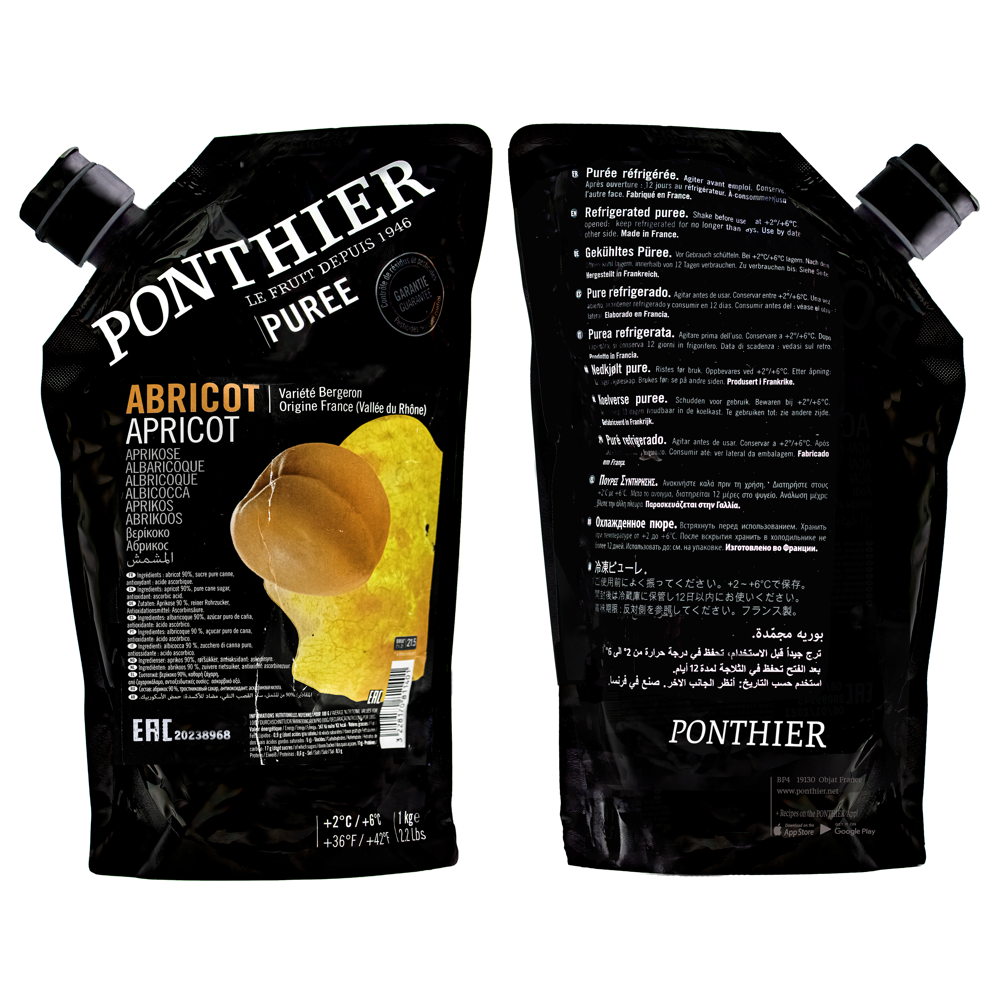 Ponthier APRIKOSEN PÜREE Marillen-Frucht-Mark-Püree 6x 1KG