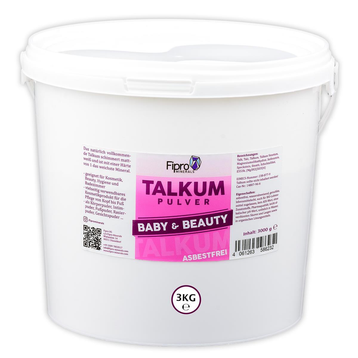 Fipro Minerals TALKUMPUDER FEIN 3kg Eimer Talkumpulver asbestfrei und ohne Zusatzstoffe geeignet für Kosmetik Beauty Hygiene und Badezimmer - direkt anwendbar als Intimpuder Körperpuder Gesichtpuder Fußpuder Rasierpuder Fipro Minerals TALKUMPUDER FEIN 6x 3kg Eimer - für Kosmetik Beauty Hygiene und Badezimmer