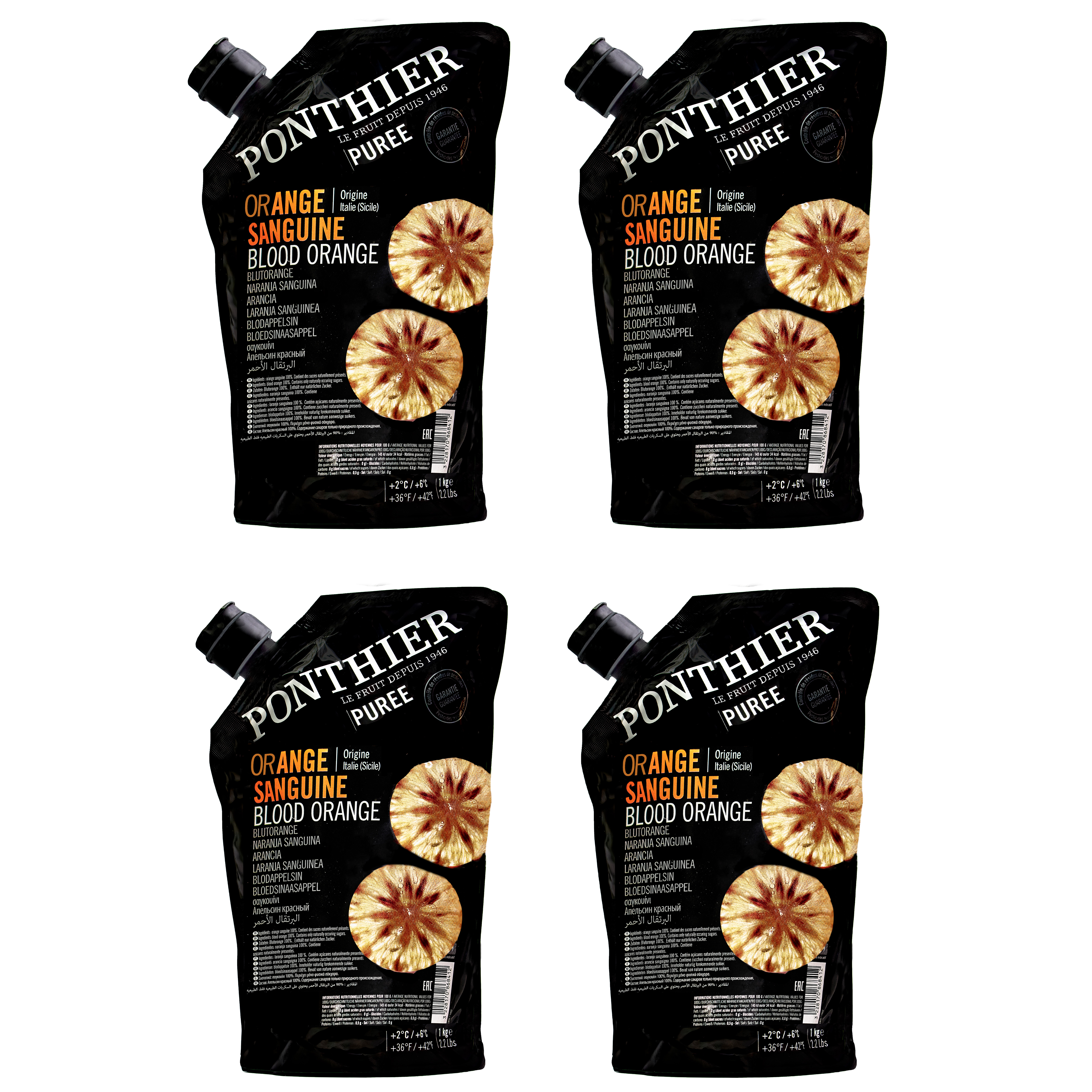 Ponthier BLUT-ORANGEN SANGUINE PÜREE Frucht-Püree 4x 1KG