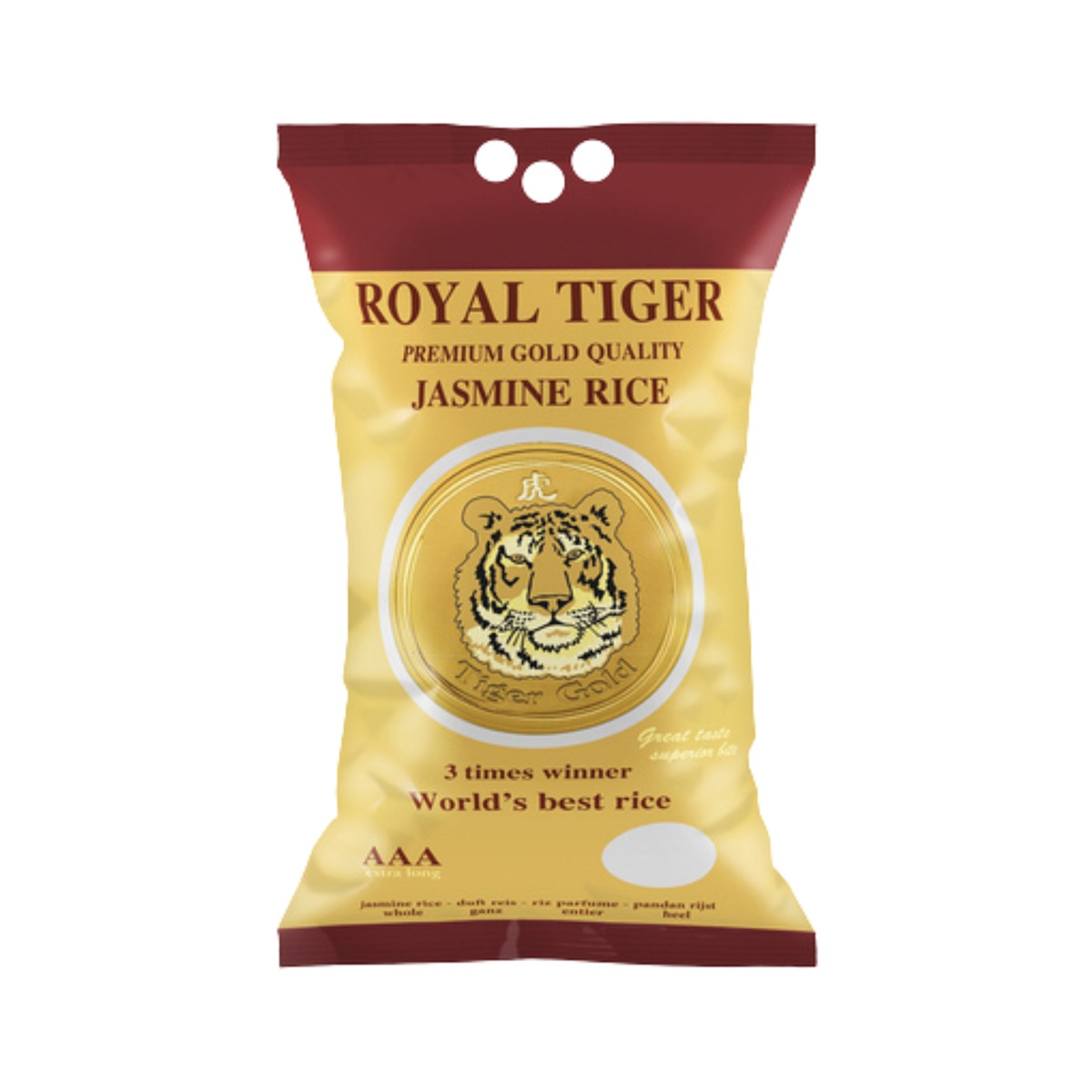 Royal Tiger Jasminreis Duftreis Premium Gold, 5kg Beutel, Langkornreis