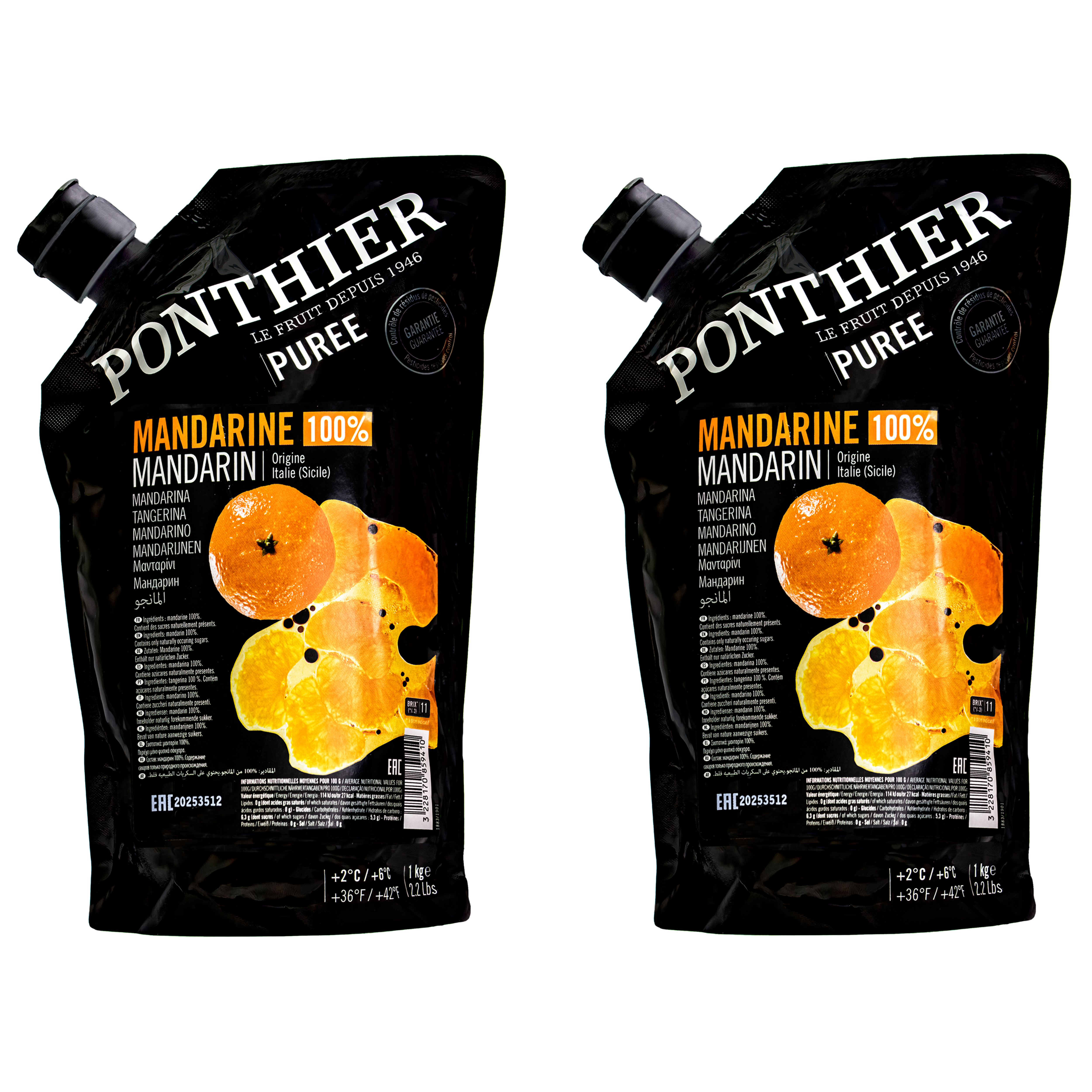 Ponthier MANDARINEN PÜREE Zitrus-Frucht-Püree 2x 1KG