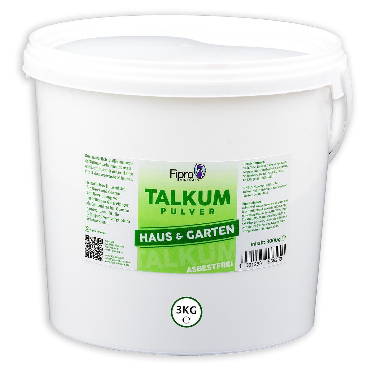 FiPro TALKUMPULVER für Haus und Garten 3kg Eimer Talkum-Puder aus 100% Talk, Asbestfrei und ohne Zusatzstoffe geeignet für die Reinigung von Fensterscheiben, entfetten von Lederschuhen, Teppichreinigung, vorbeugend gegen Rost und Verschleiß von Gartengerä FiPro TALKUMPULVER für Haus und Garten 3kg Eimer Talkum-Puder aus 100% Talk, Asbestfrei und ohne Zusatzstoffe geeignet für die Reinigung von Fensterscheiben, entfetten von Lederschuhen, Teppichreinigung, vorbeugend gegen Rost und Verschleiß von Gartengerä