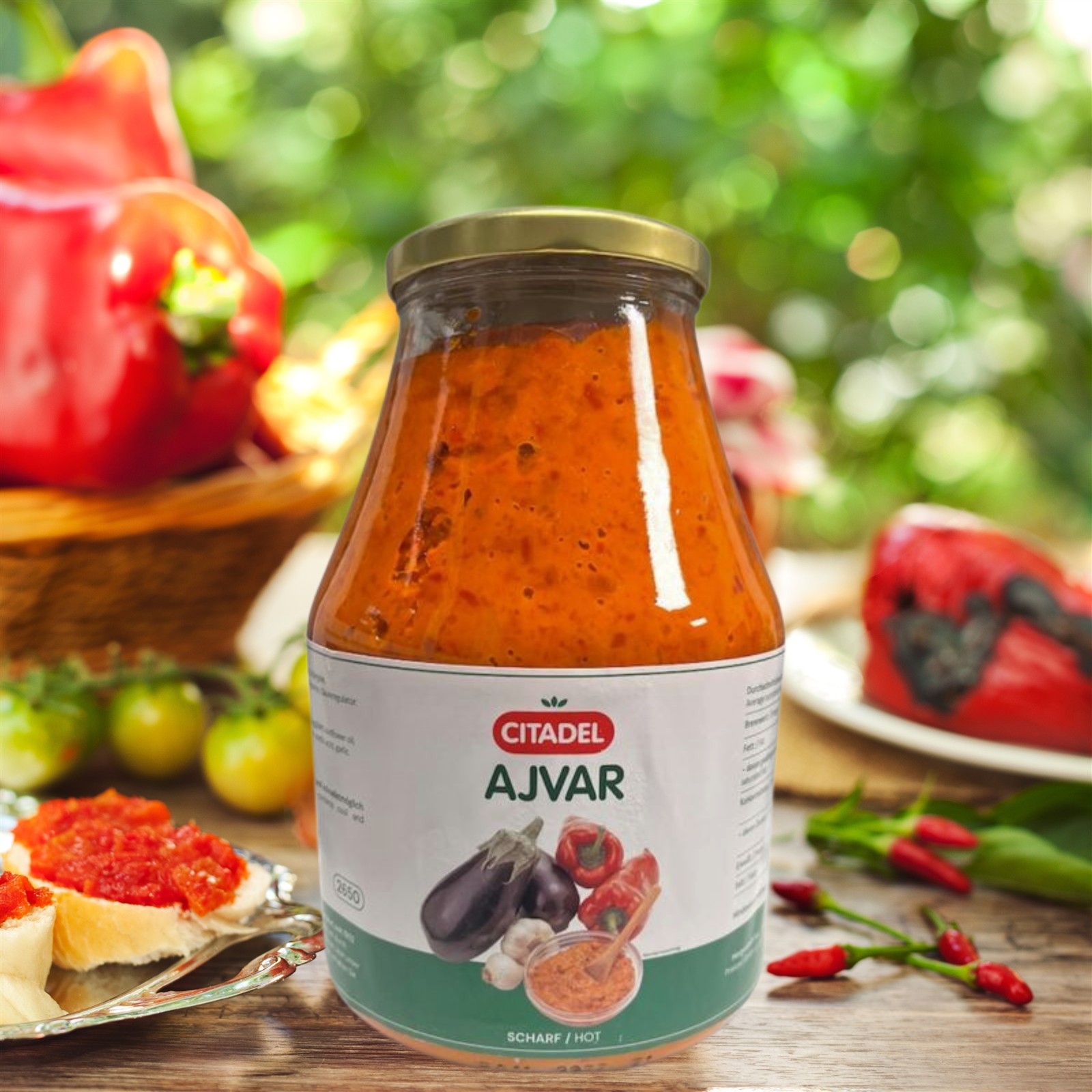 CITADEL Ajvar scharf 2450g Glas, scharfe Paprikazubereitung, Paste