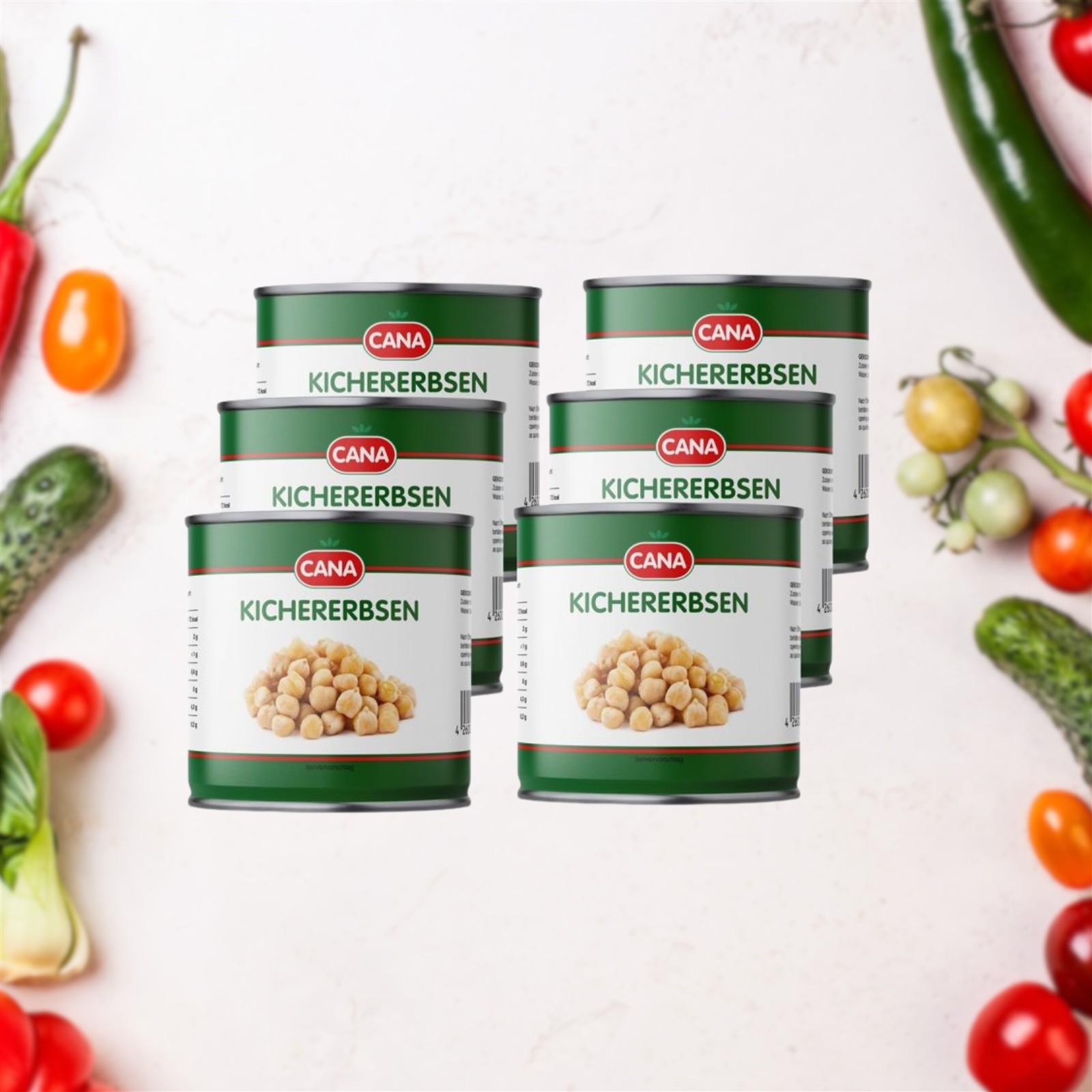 CANA Kichererbsen, 425ml, ohne Zusätze, vegan, gluten- & laktosefrei 6er