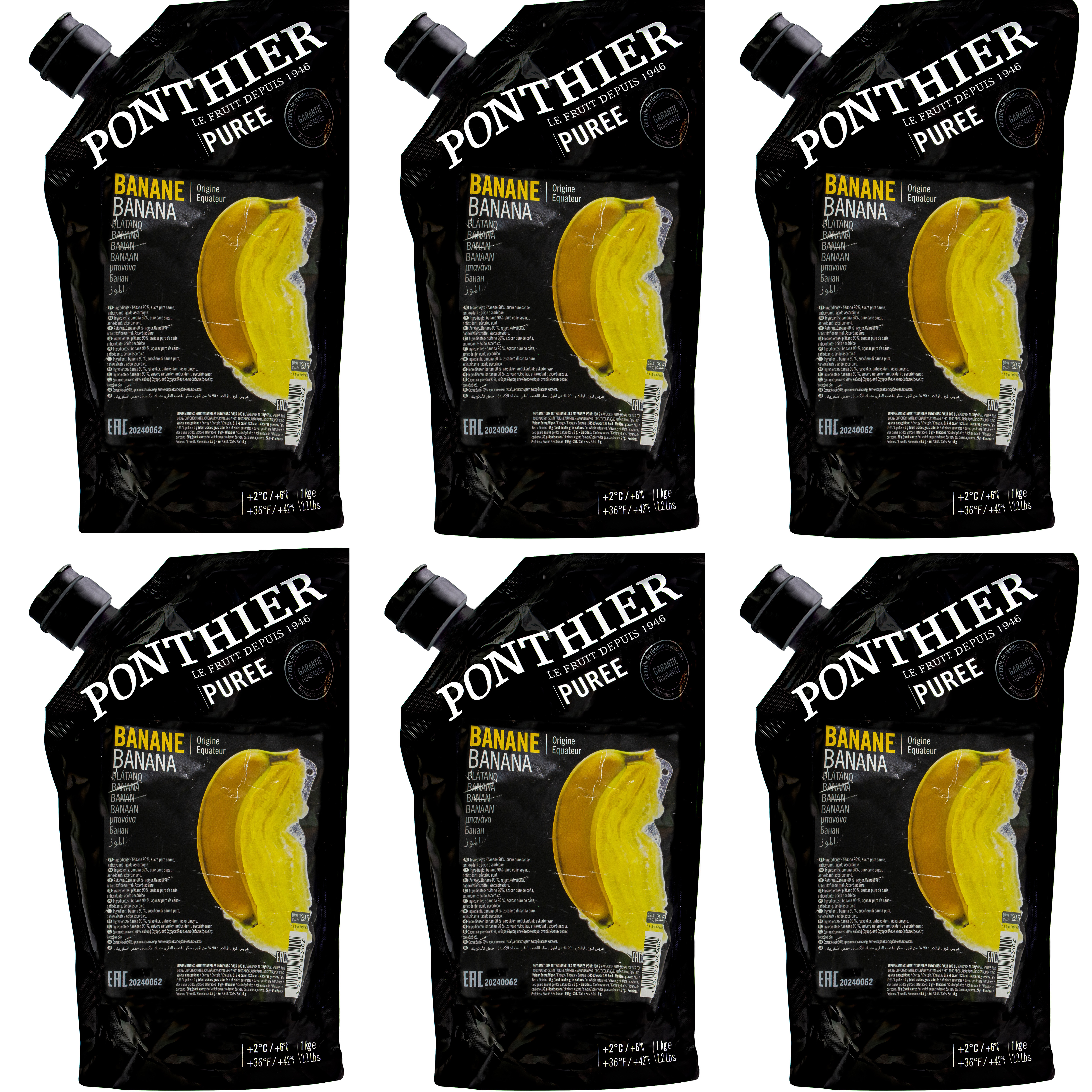 Ponthier BANANEN PÜREE Frucht-Püree 6x 1KG