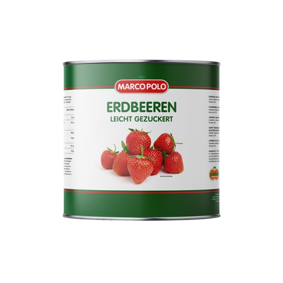 MARCO POLO Erdbeeren leicht gezuckert 6x 980g, eingelegte Erdbeeren, Obstkonserve