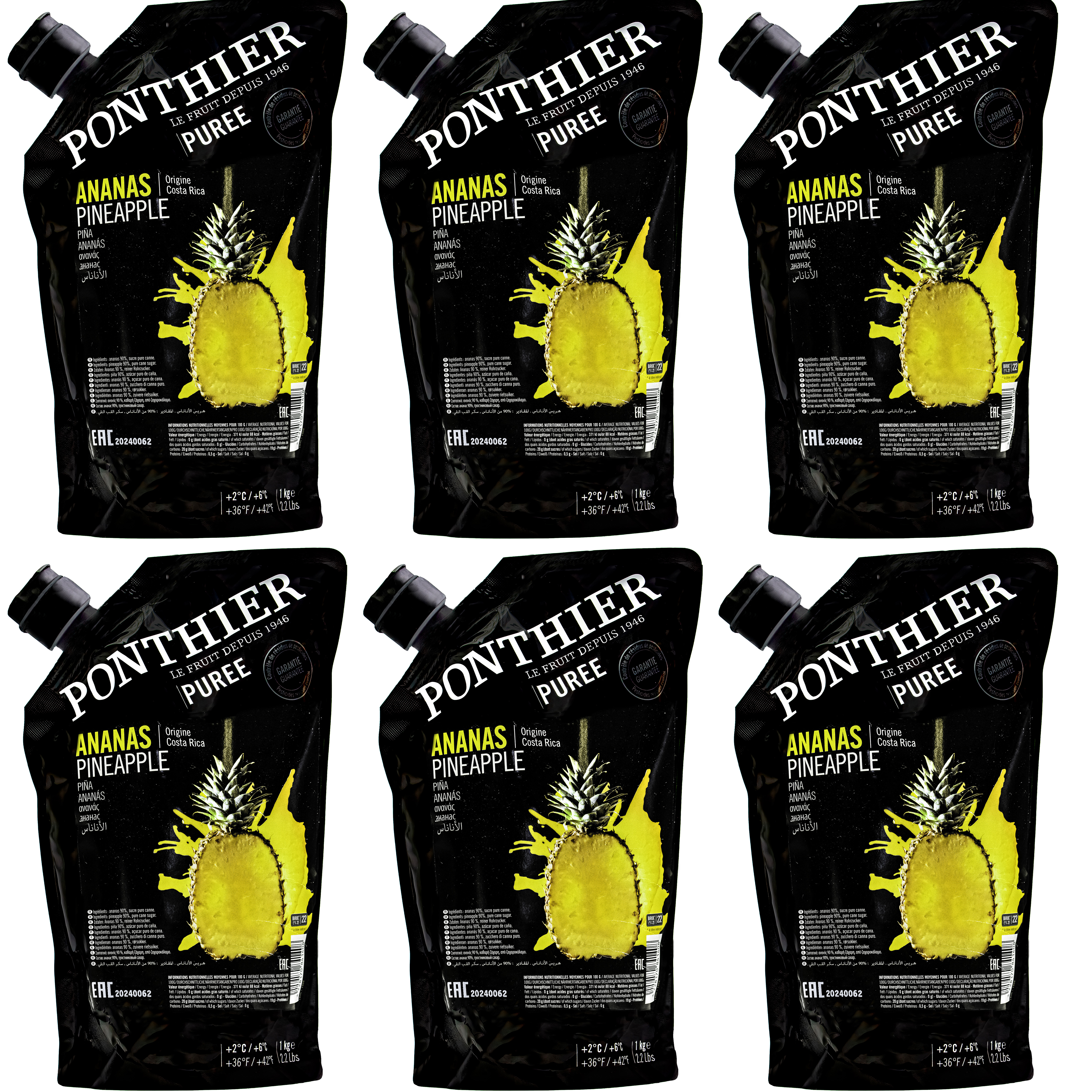 Ponthier ANANAS PÜREE Frucht-Mark-Püree 6x 1KG