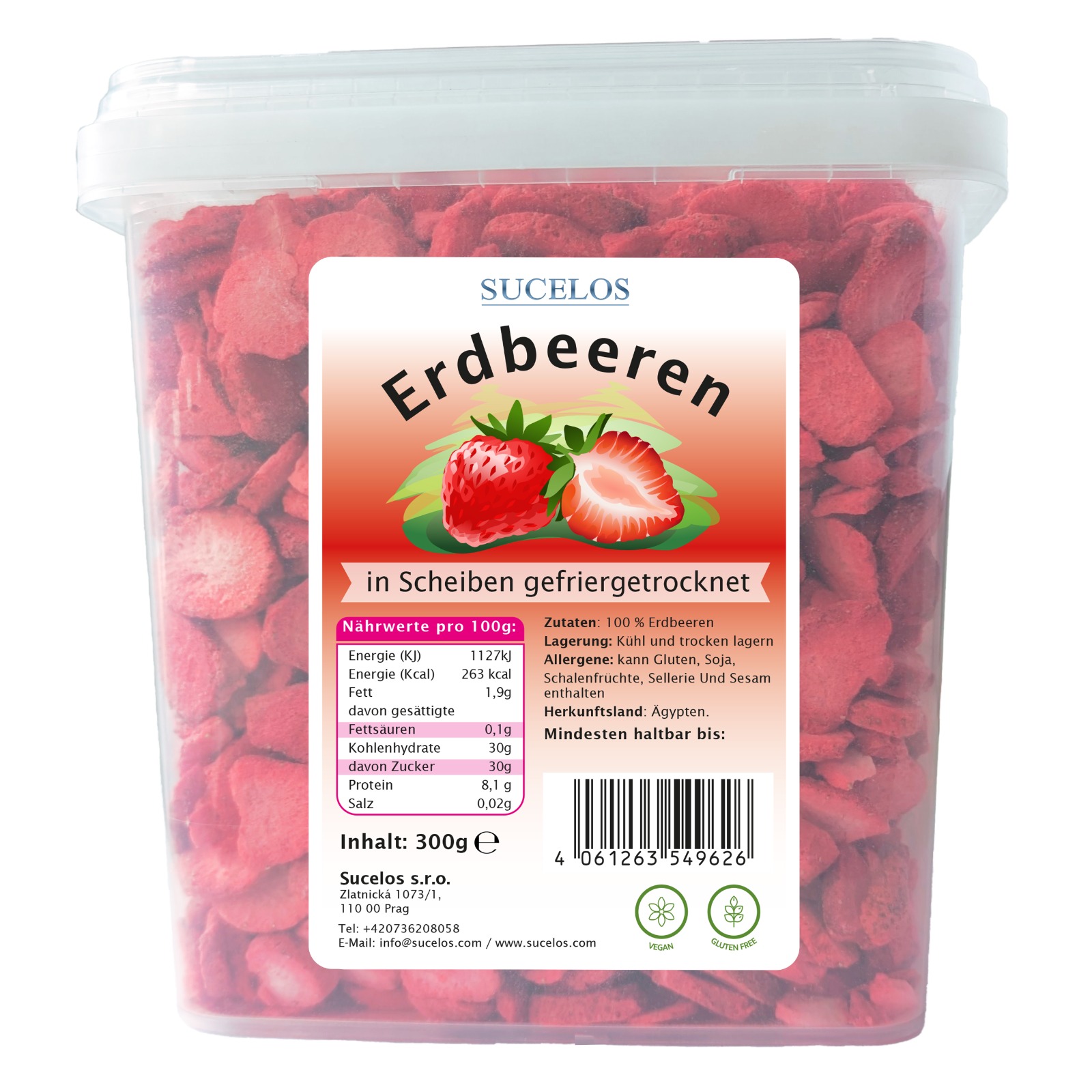 Sucelos Gefriergetrocknete Erdbeeren 300g knusprige Erdbeerscheiben Sucelos Gefriergetrocknete Erdbeeren 300g knusprige Erdbeerscheiben