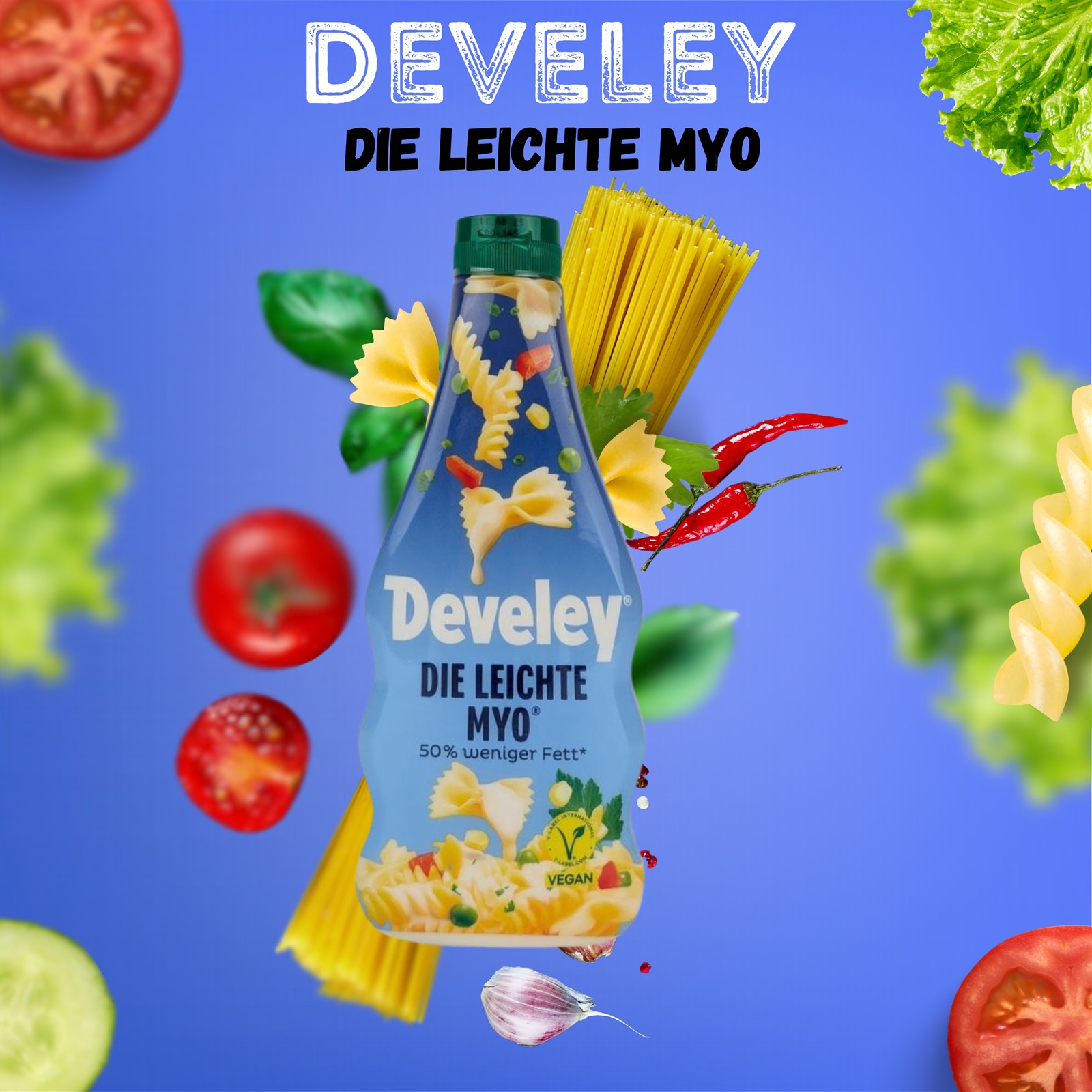 DEVELEY Leichte MYO Salat-Creme vegan kalorienarm mit 50 % weniger Fett 1x 500ml