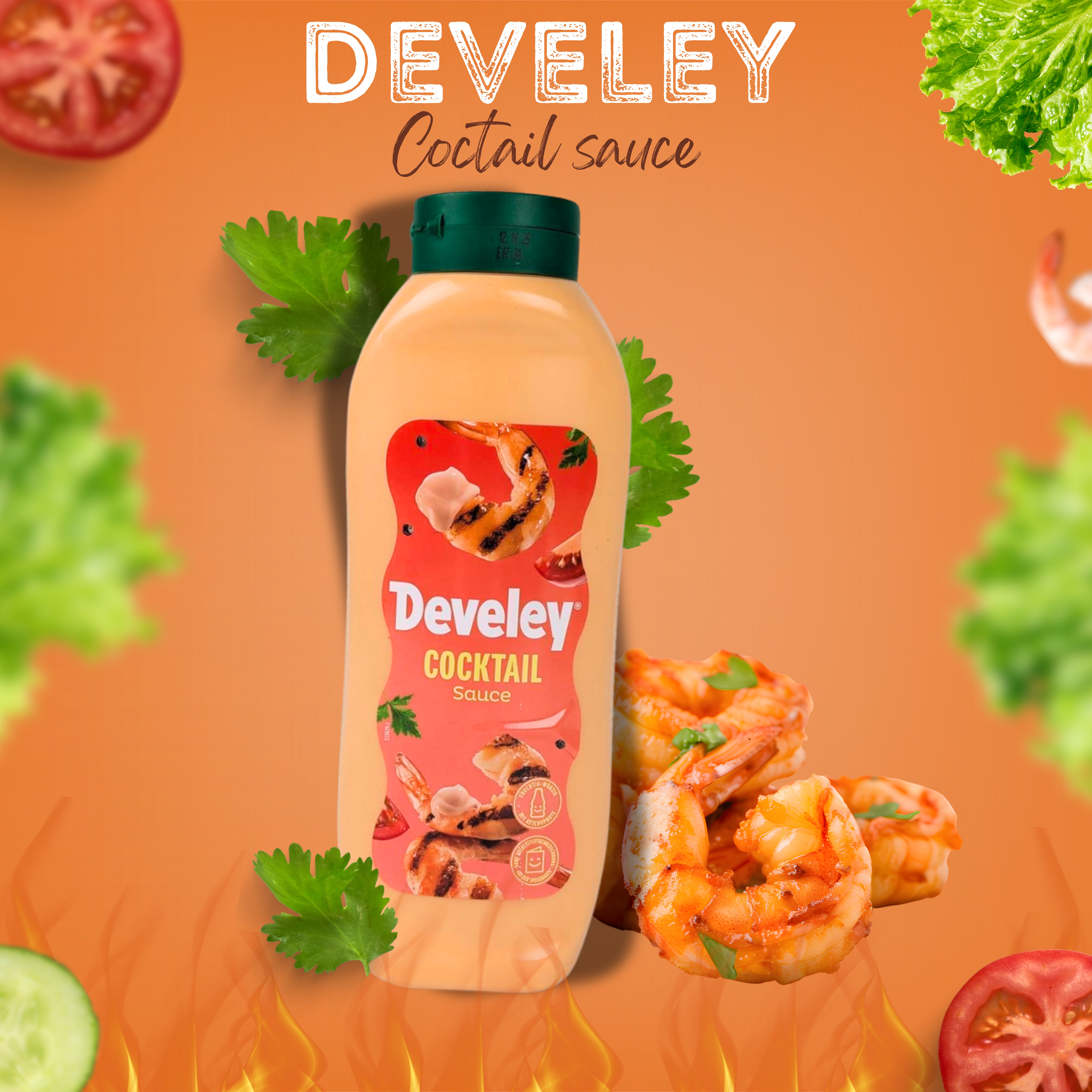DEVELEY Cocktailsauce cremige Soße mit Ei und Tomatenmark für Shrimps Fisch 1x 875ml