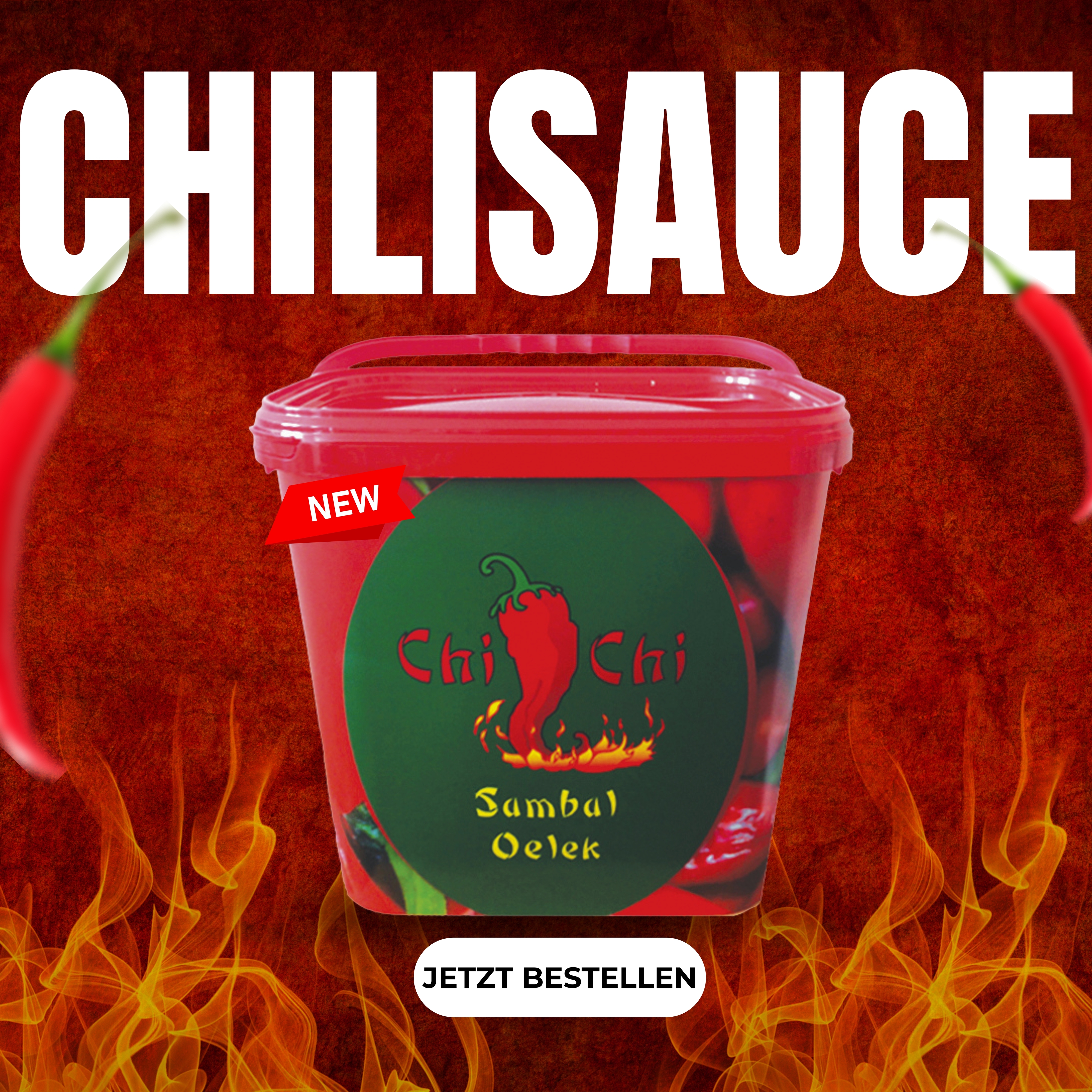 SAMBAL OELEK Chili Paste Sauce hot scharf von CHI-CHI 1x 10KG Eimer