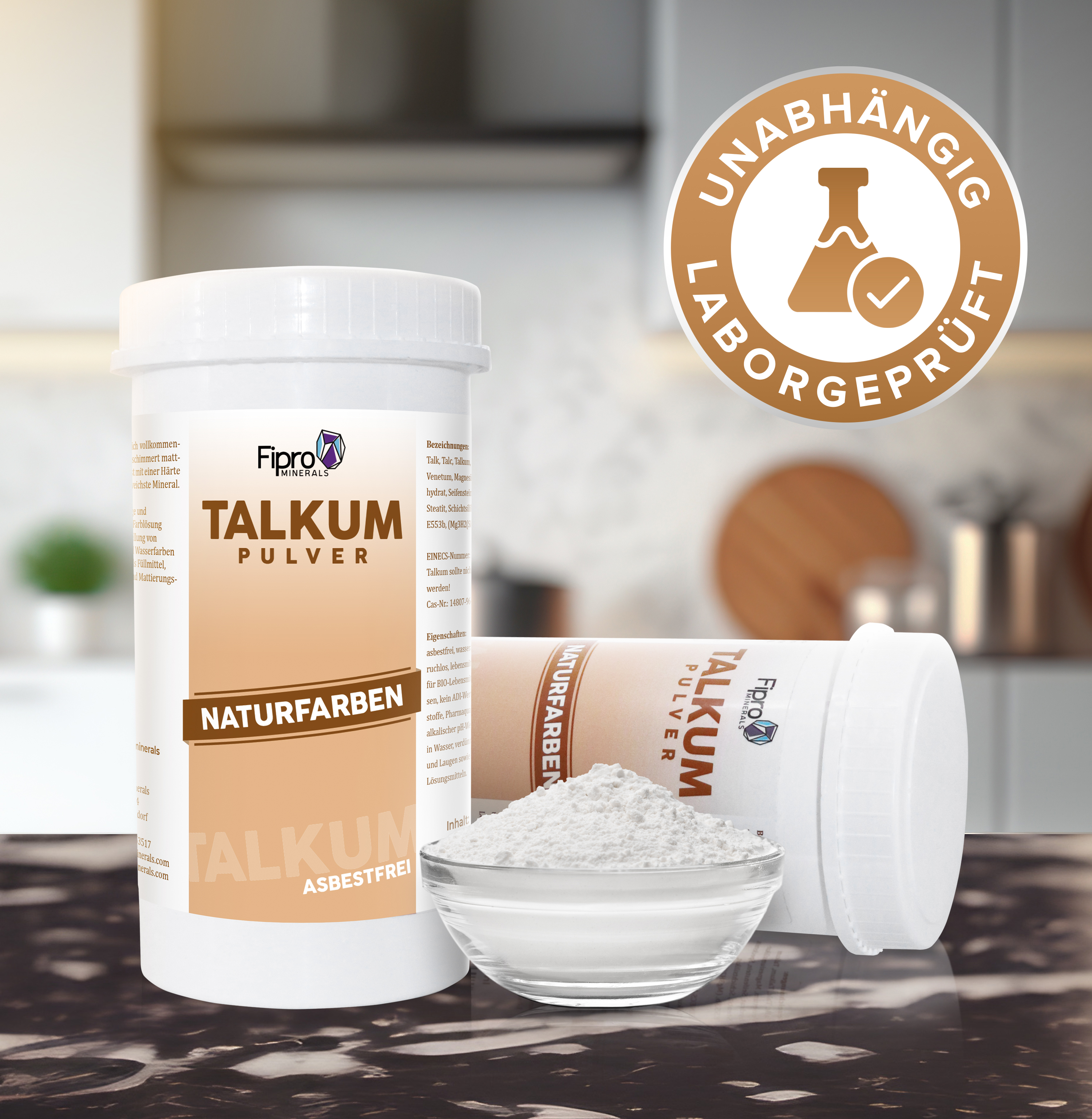 Talkum-Pulver für Farben 300g Streudose asbestfrei Talkum-Pulver für Farben 300g Streudose asbestfrei