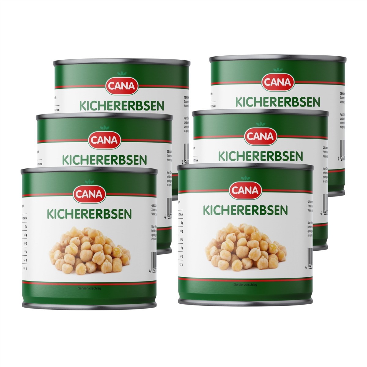 CANA Kichererbsen, 425ml, ohne Zusätze, vegan, gluten- & laktosefrei 6er