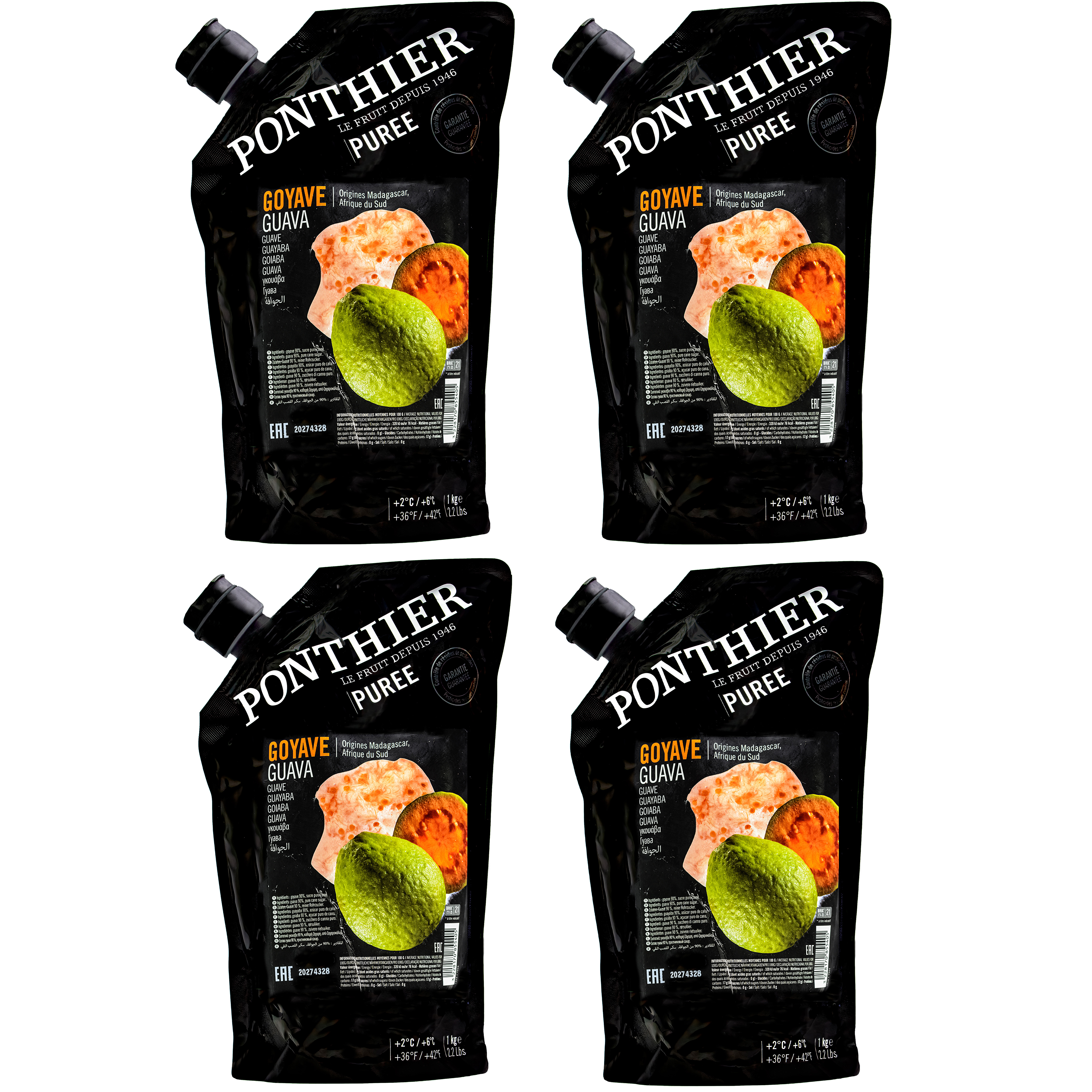 Ponthier GUAVE PÜREE Zitrus-Frucht-Püree 4x 1KG 