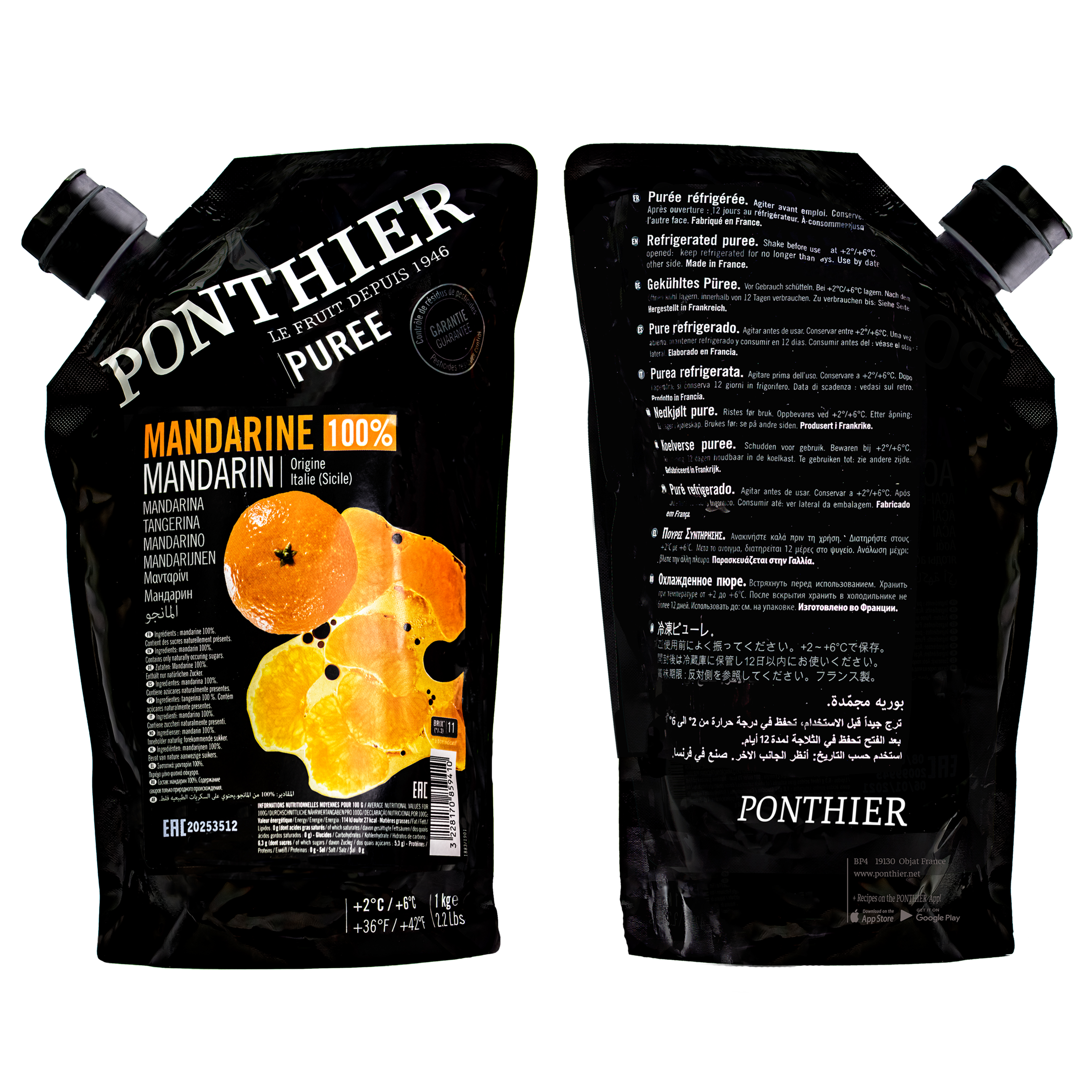 Ponthier MANDARINEN PÜREE Zitrus-Frucht-Püree 6x 1KG