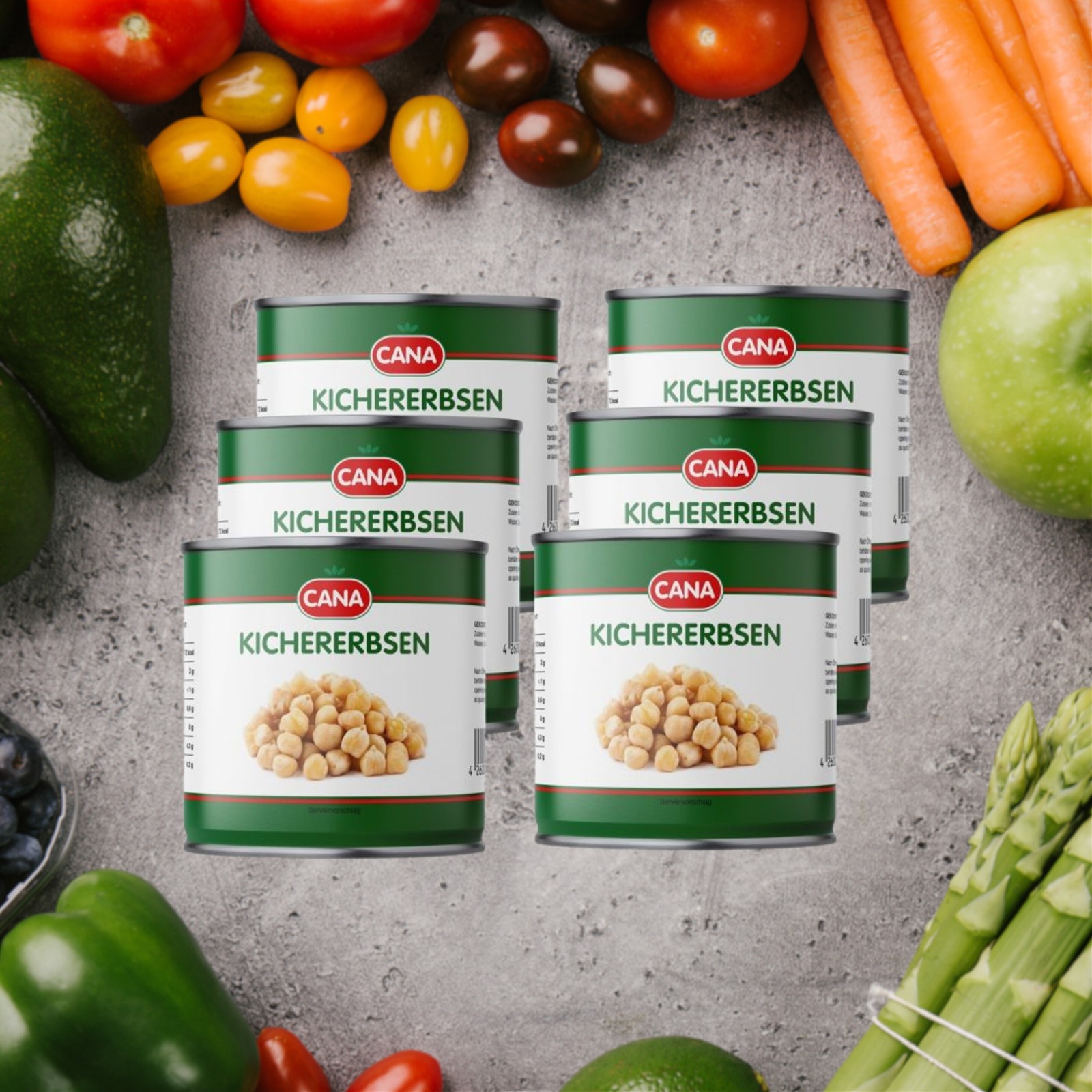 CANA Kichererbsen, 425ml, ohne Zusätze, vegan, gluten- & laktosefrei 6er