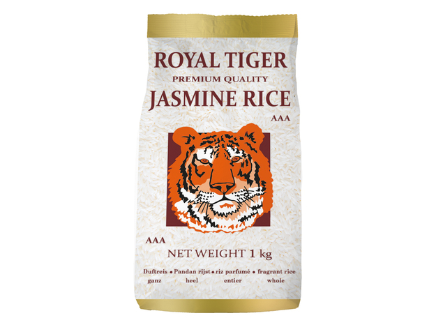 Royal Tiger Jasminreis Duftreis, 1kg Beutel, aromatischer Langkornreis