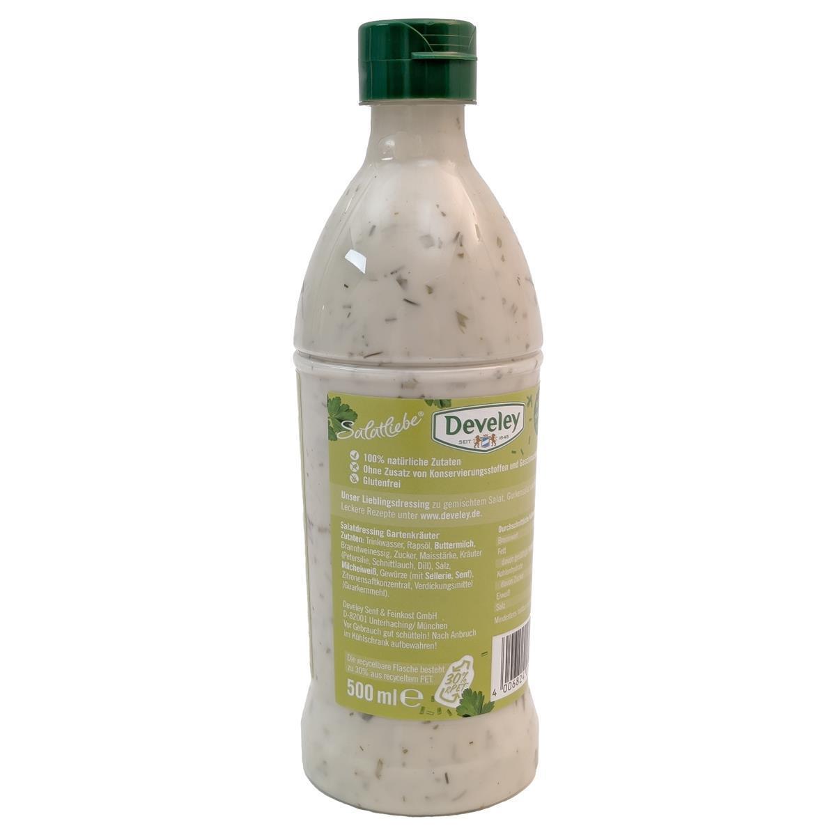 DEVELEY Gartenkräuter Dressing cremiges Salatdressing vegetarisch glutenfrei 6x 500ml