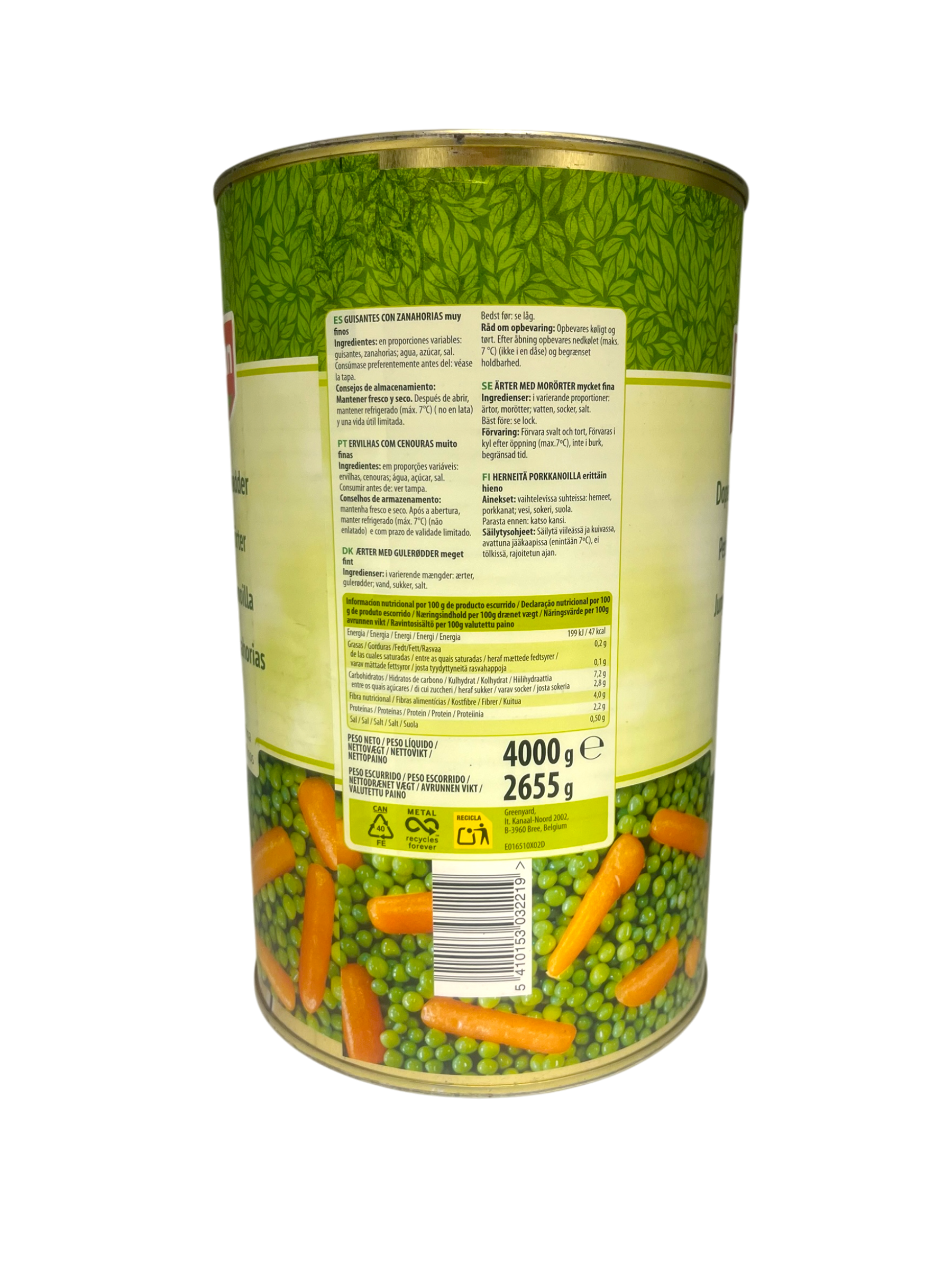 Fresh Can Junge Erbsen mit Möhren sehr fein 2655g vegan, ohne Zusatzstoffe