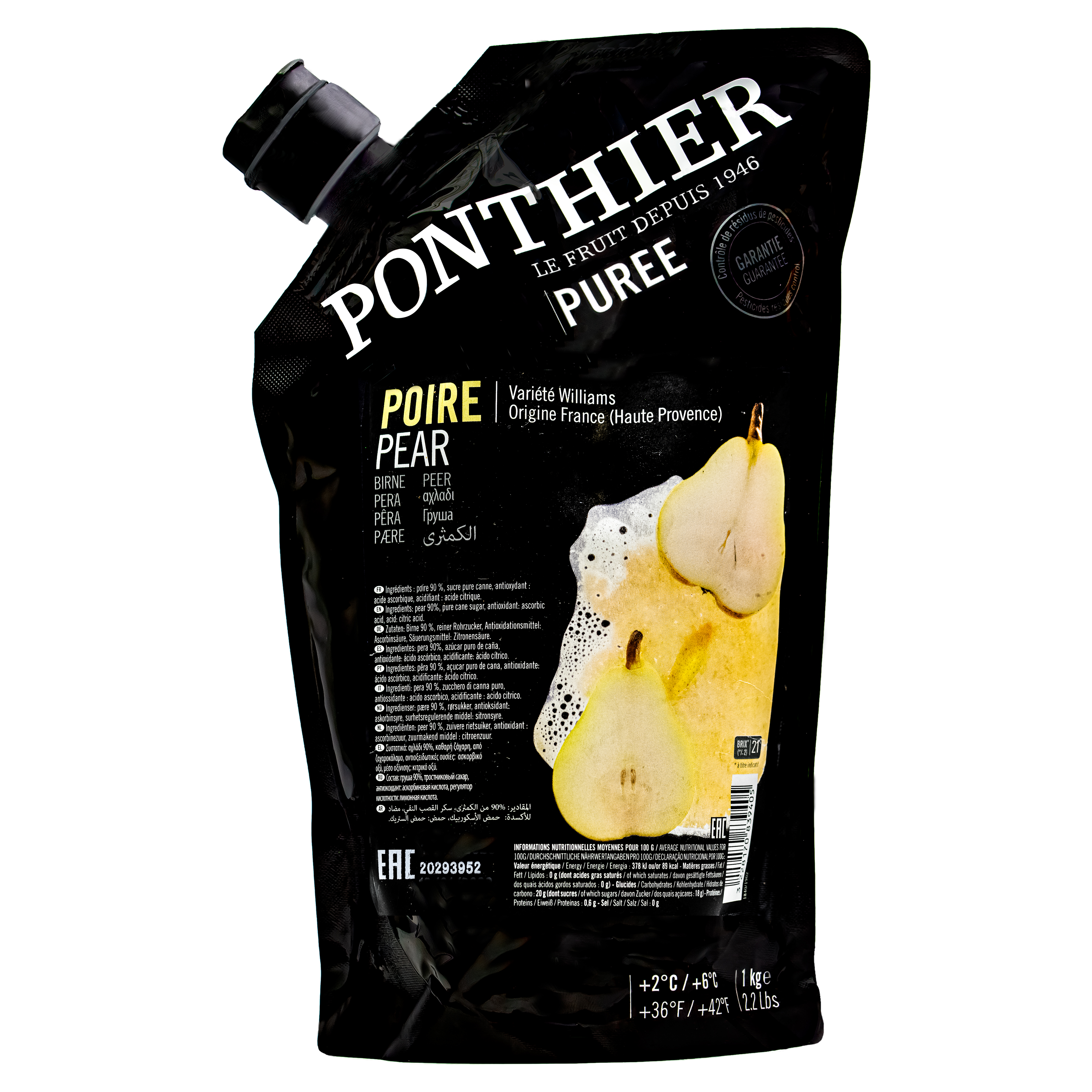 Ponthier BIRNEN PÜREE Frucht-Püree 1KG höchste Qualität