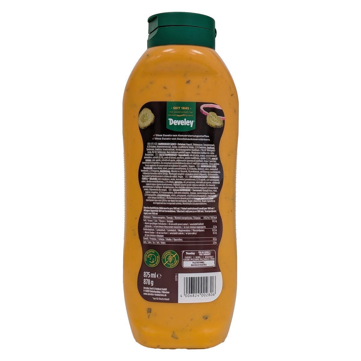 DEVELEY Hamburger-Sauce vegane Burger Soße ohne künstliche Zusatzstoffe 8x 875ml