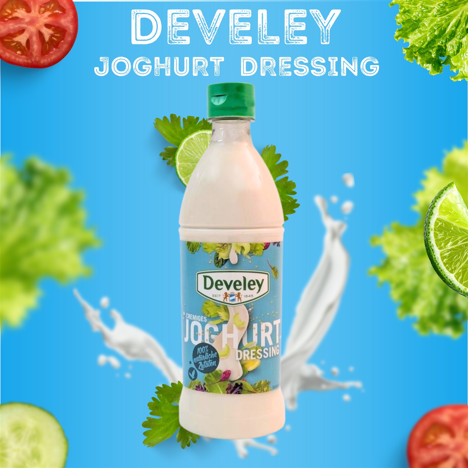DEVELEY Cremiges Joghurt Salat-Dressing vegetarisch glutenfrei für Blattsalat 1x 500ml