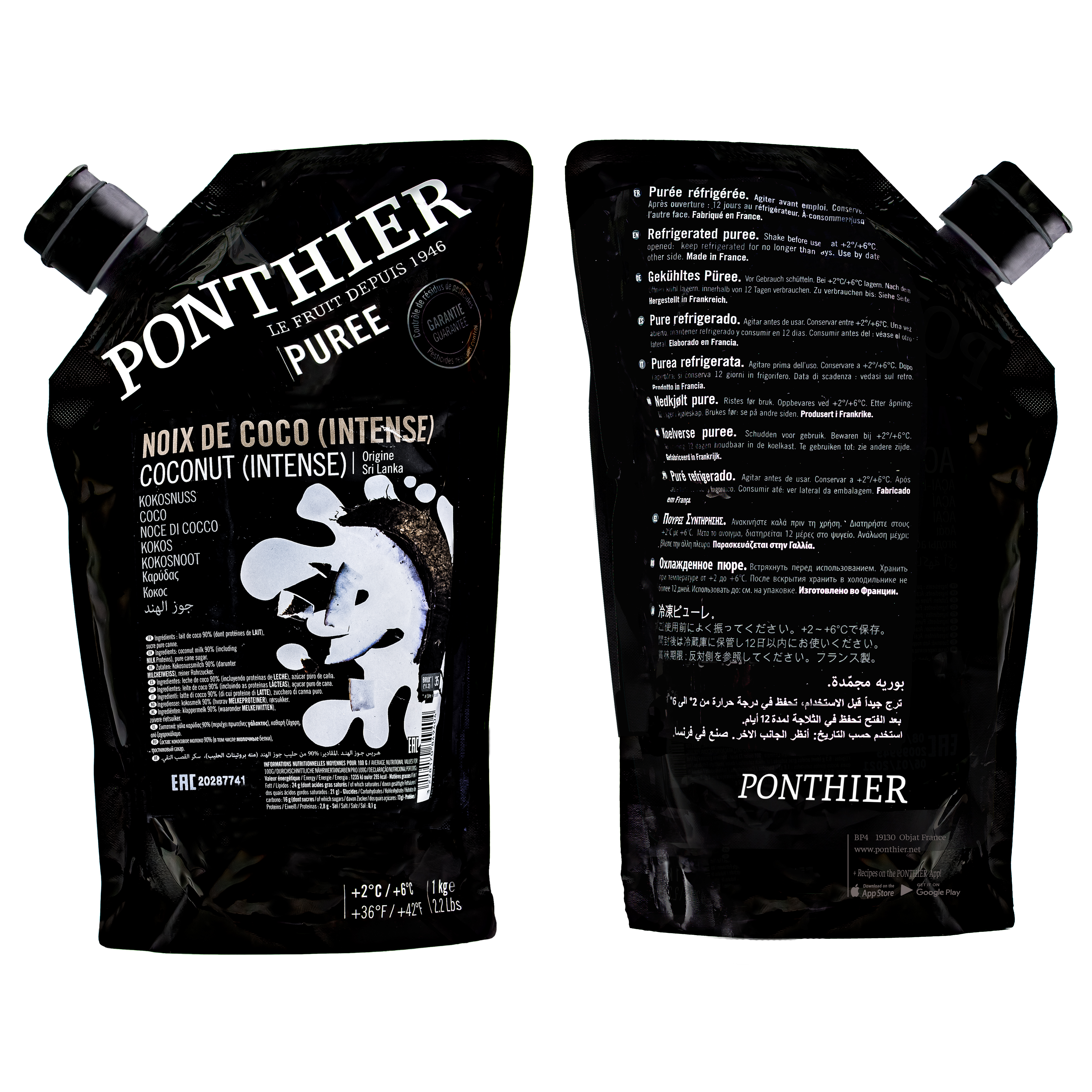 Ponthier KOKOSNUSS PÜREE Nüsse-Püree 6x 1KG 