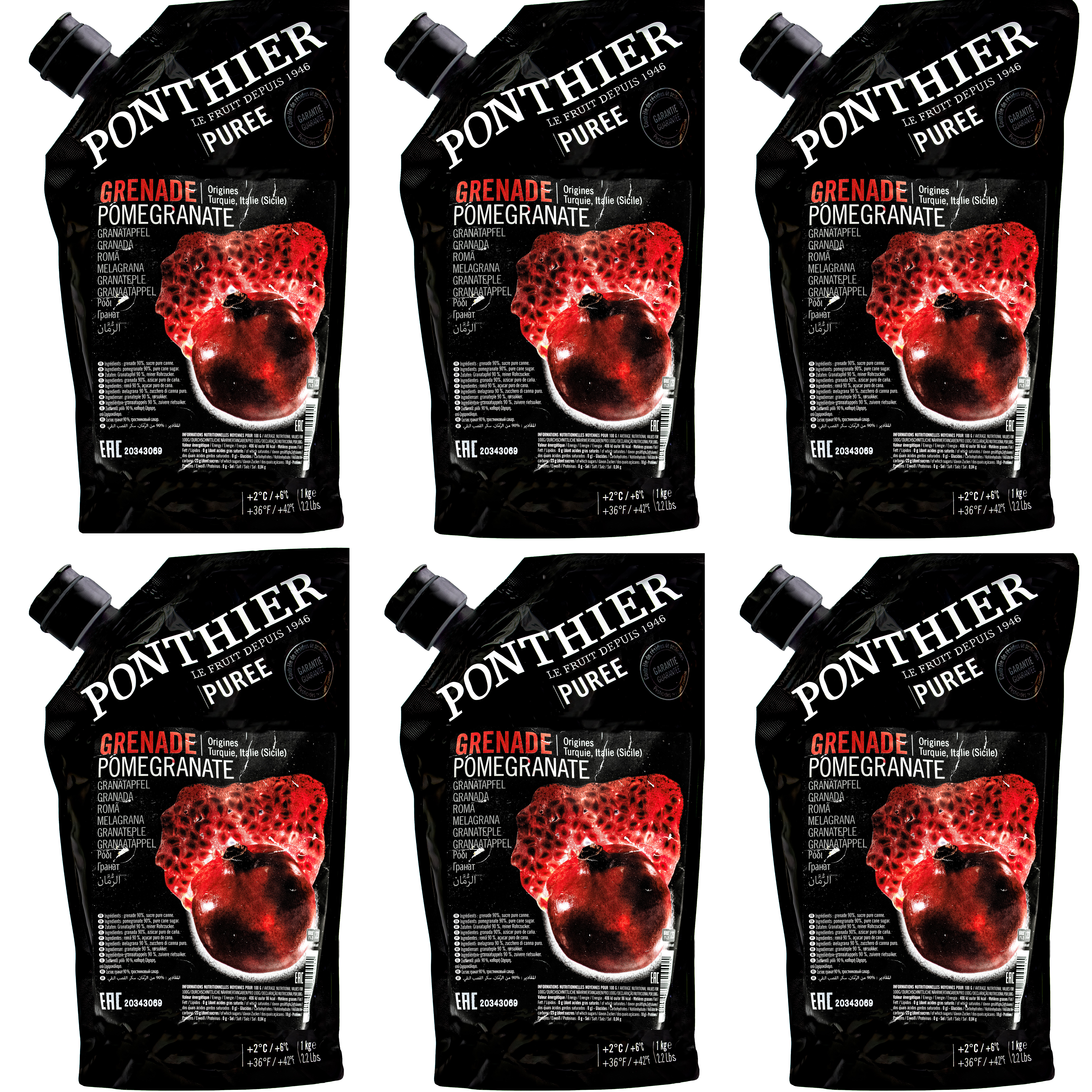 Ponthier GRANATAPFEL PÜREE Frucht-Püree 6x 1KG