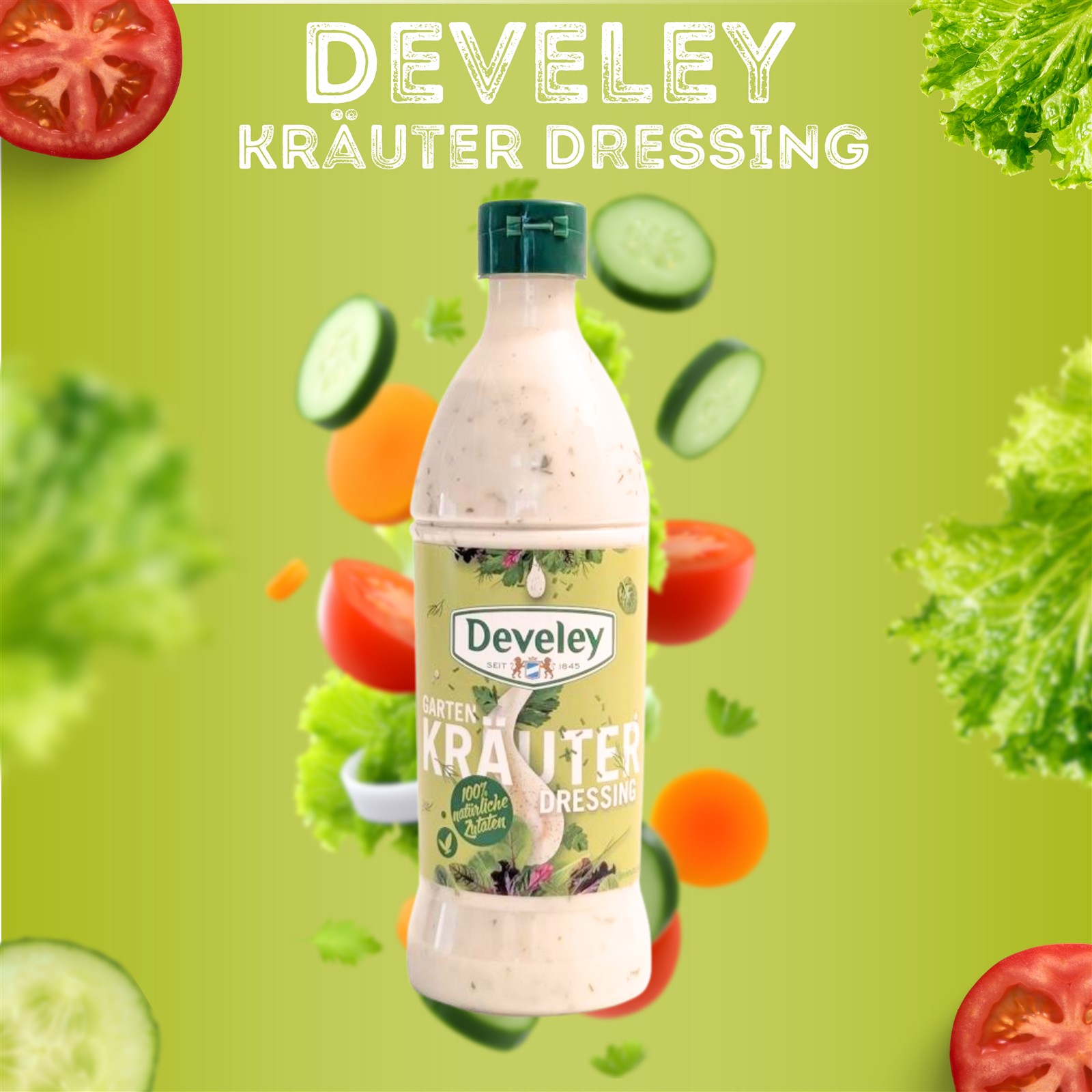 DEVELEY Gartenkräuter Dressing cremiges Salatdressing vegetarisch glutenfrei 1x 500ml