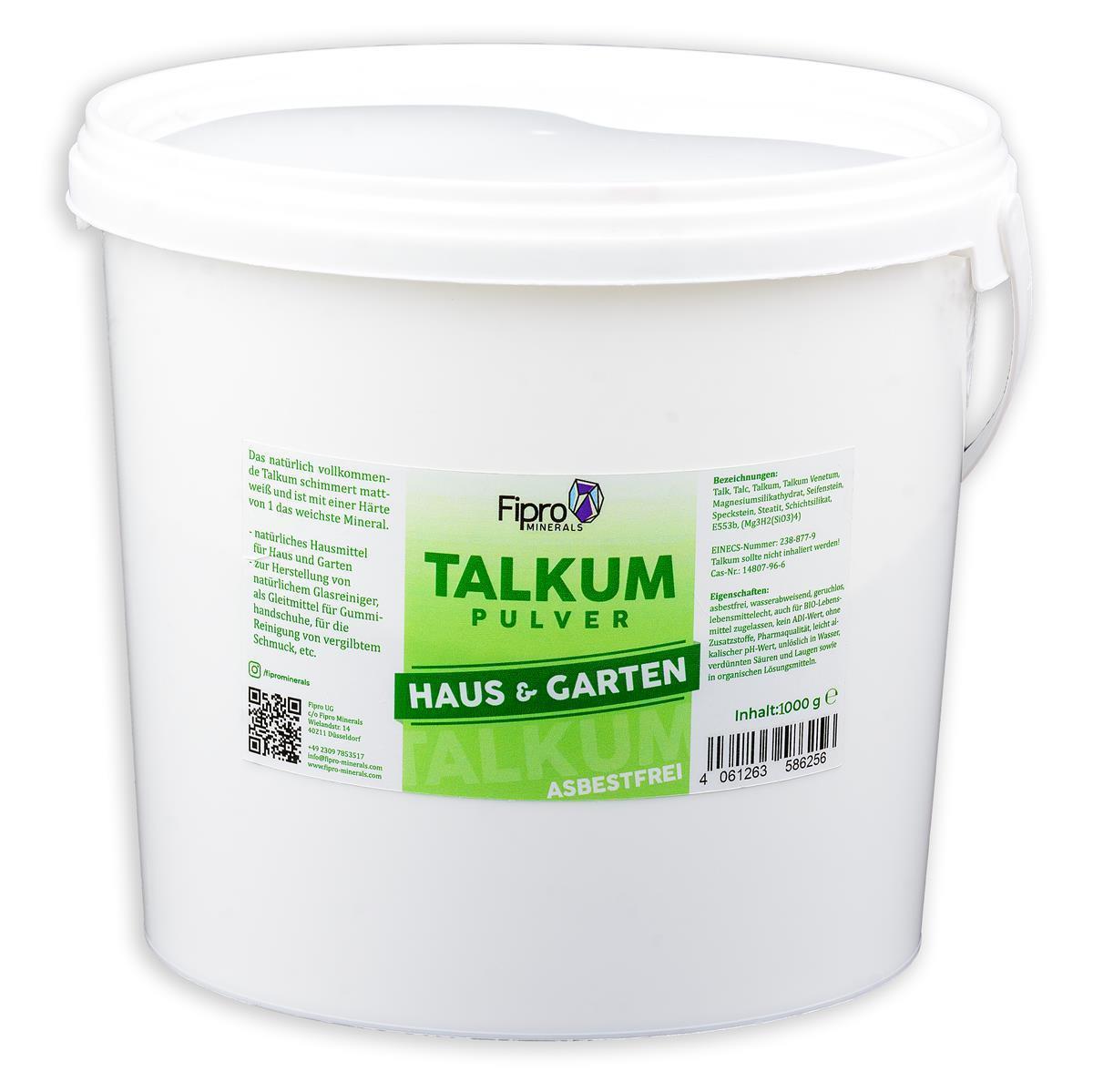 Talkumpulver 1kg Eimer | Talkum-Puder aus 100% Talk Talc | Haus | Haushalt | Garten | natürliches Hausmittel | Fettflecken Schuhpflege Fensterreiniger | Bio-Insektizid Pilzkrankheiten Talkumpulver 6x 1kg Eimer | 100% Talk | Haushalt | Garten