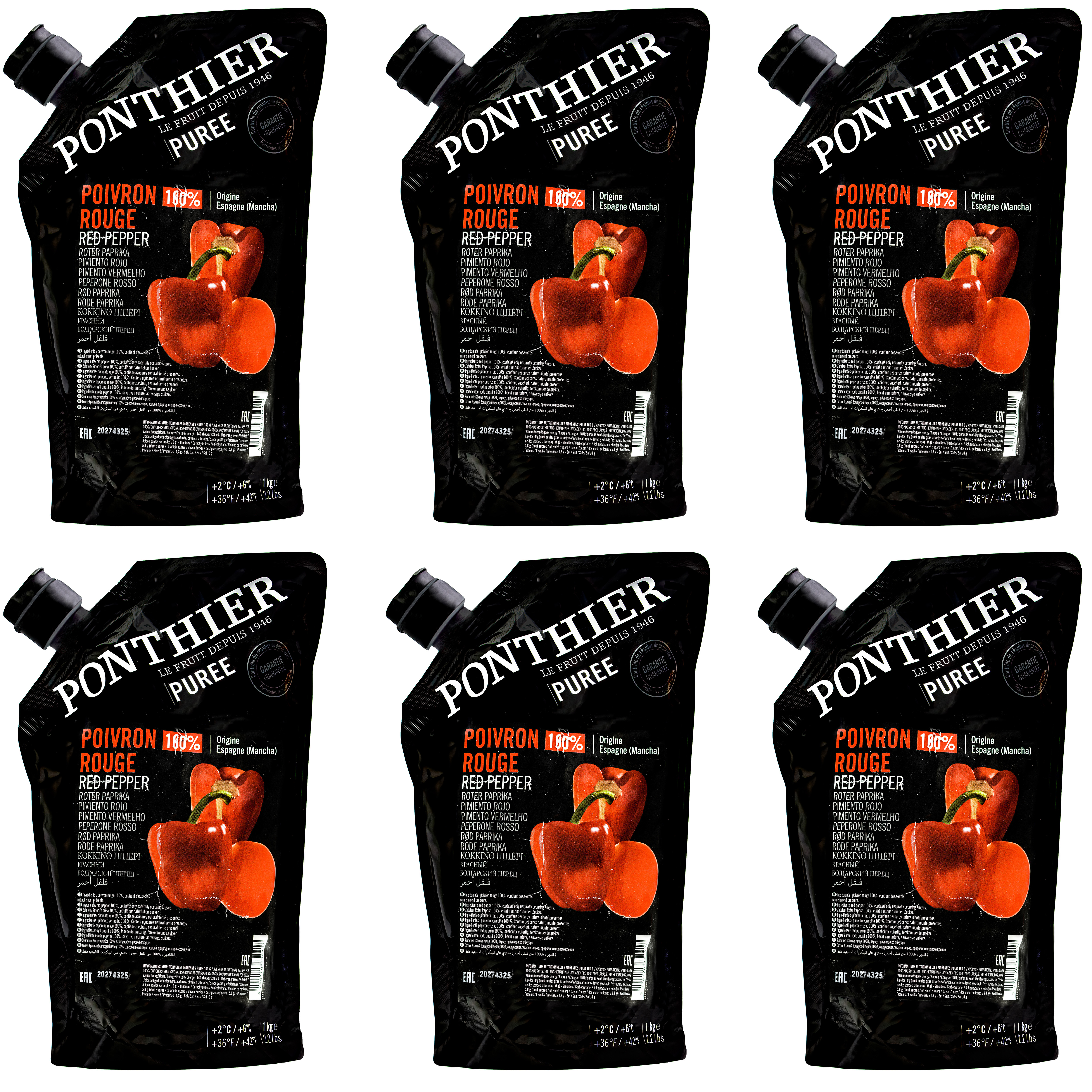 Ponthier PAPRIKA PÜREE ROT Gemüse-Püree 6x 1KG 