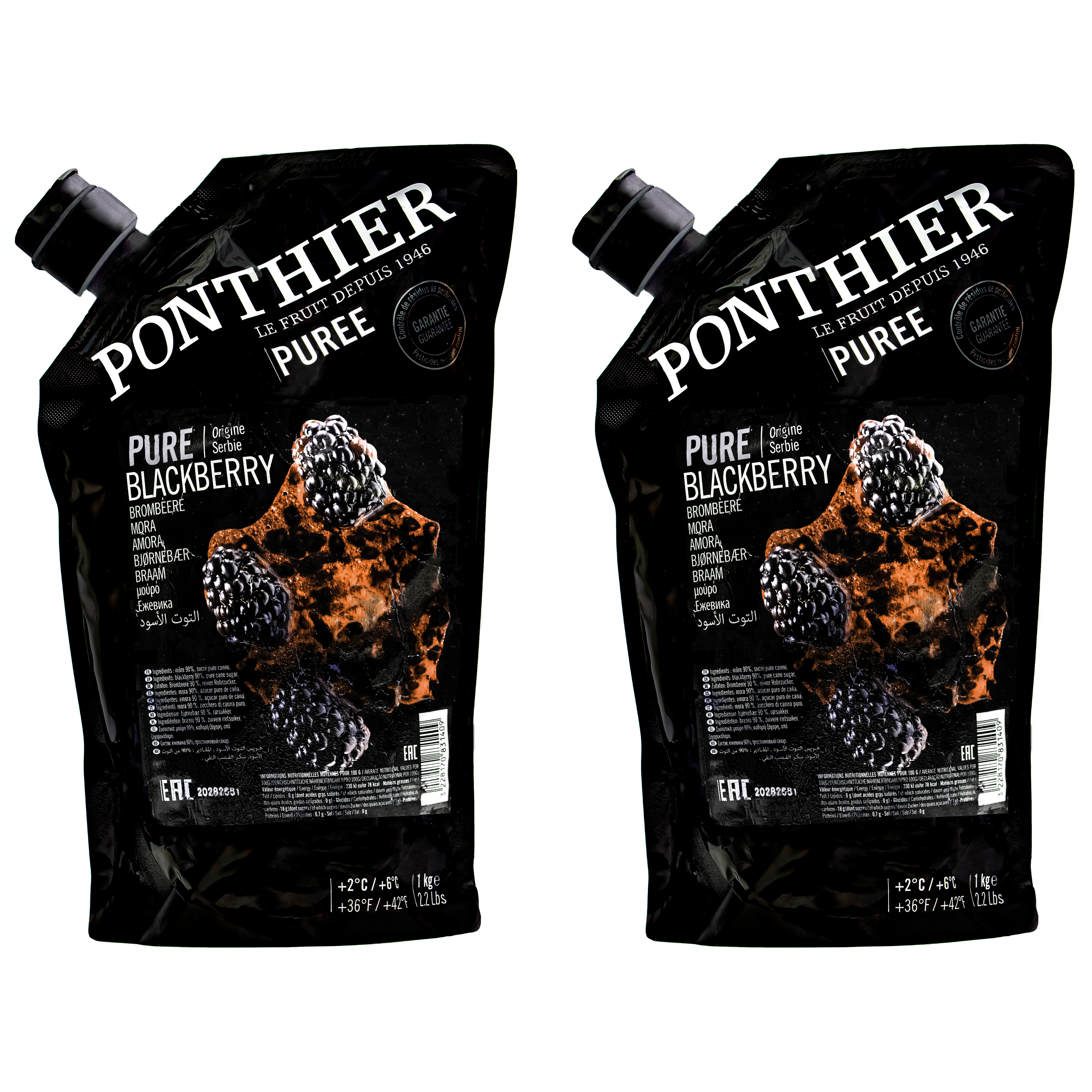 Ponthier BROMBEEREN PÜREE Frucht-Mark-Püree 2x 1 KG